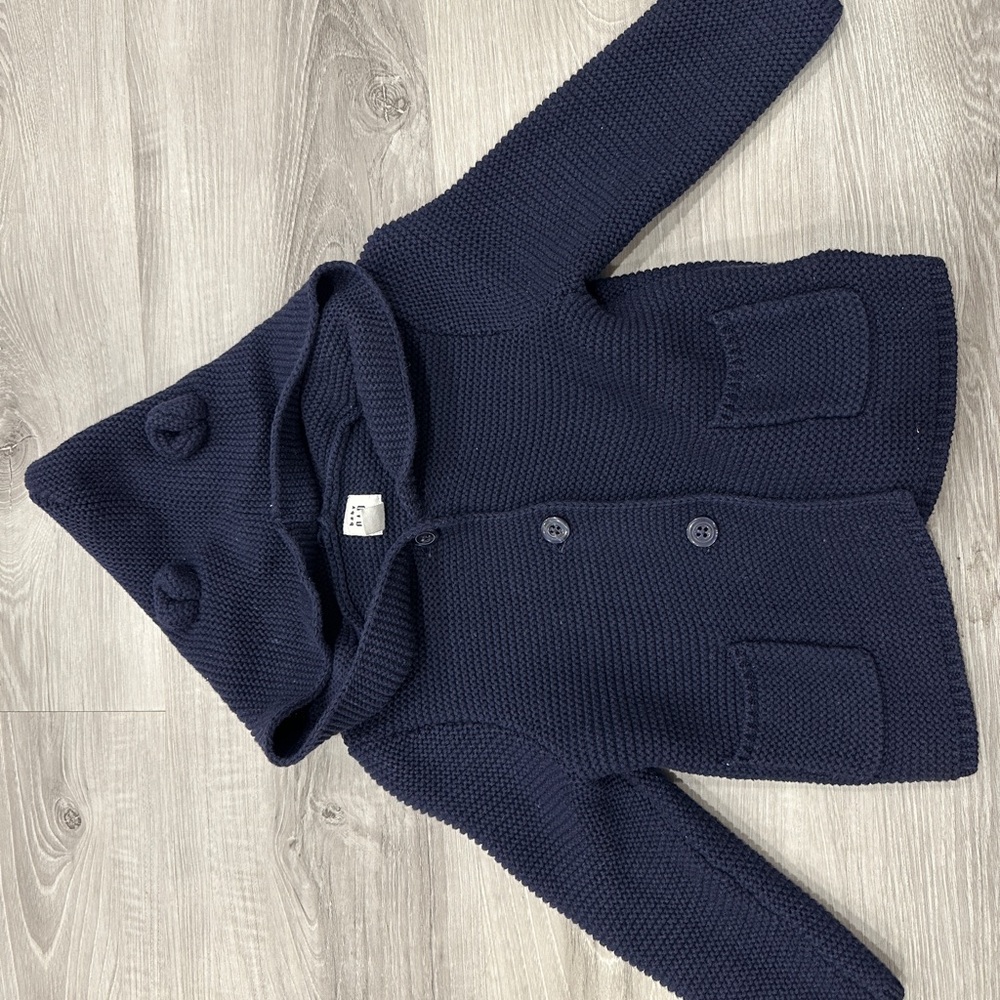 GAP Dark Blue Kids Knit Hooded Coat